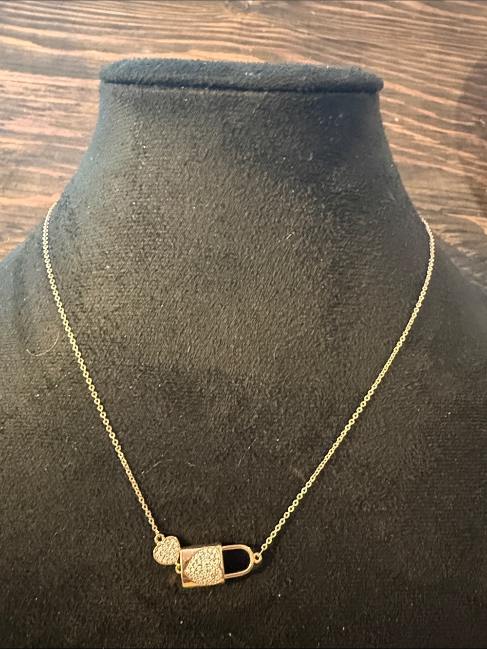 Gold Heart and Padlock Pendant Necklace - Women's Jewelry